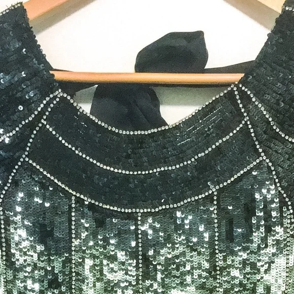 Badgley Mischka Mark & James Sequin Dress black & Green Couture